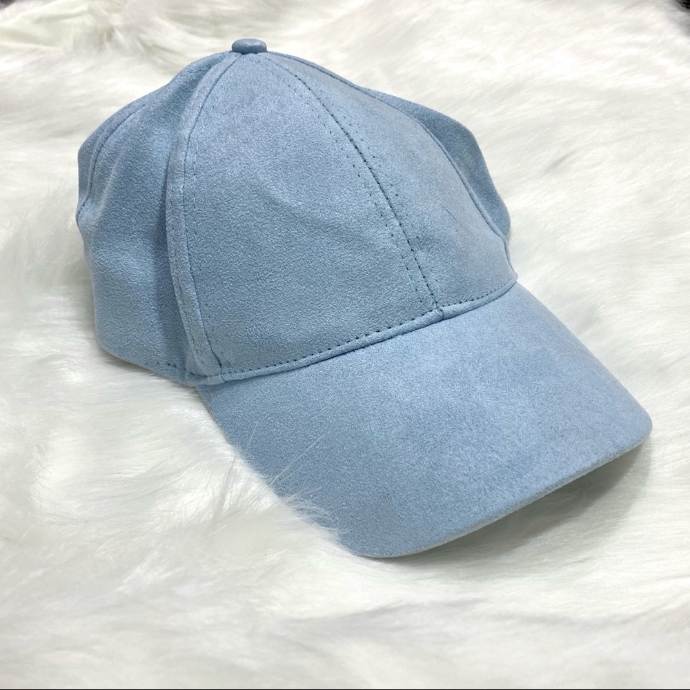 NWT Baby Blue Faux Suede Baseball Cap